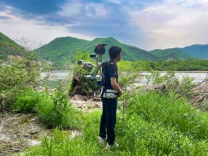 man with a backpack mounted lidar system for surveying