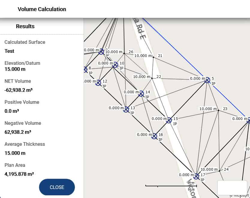FieldGenius software volume calculation for land survey with 3D mapping