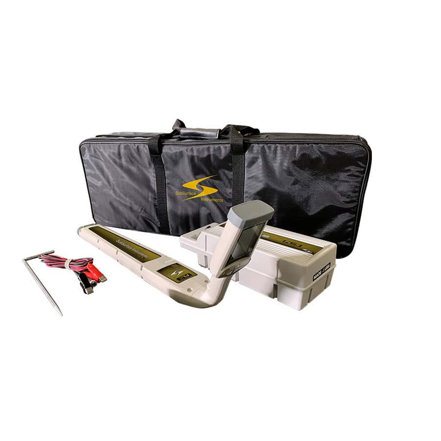 a pipe locator with the associated controls and locating pins.