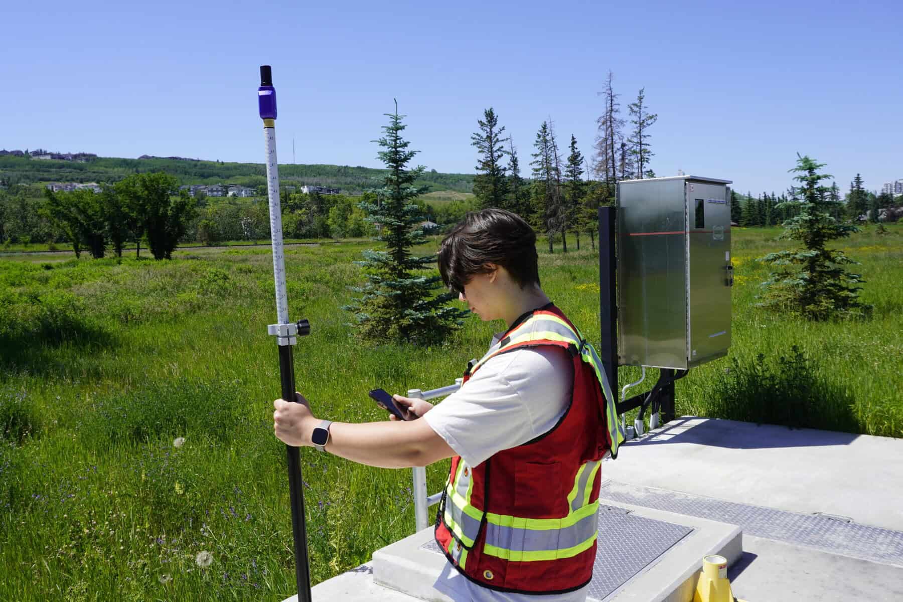 Surveyor using sub meter GPS receiver for field data collection