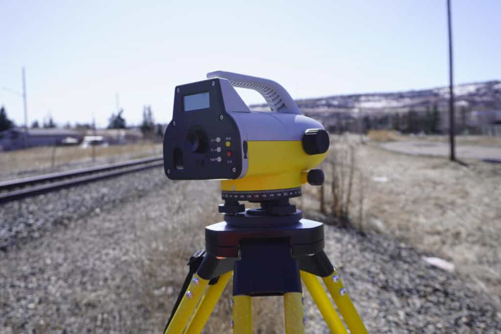 Digital level instrument used for precise elevation measurements on job site