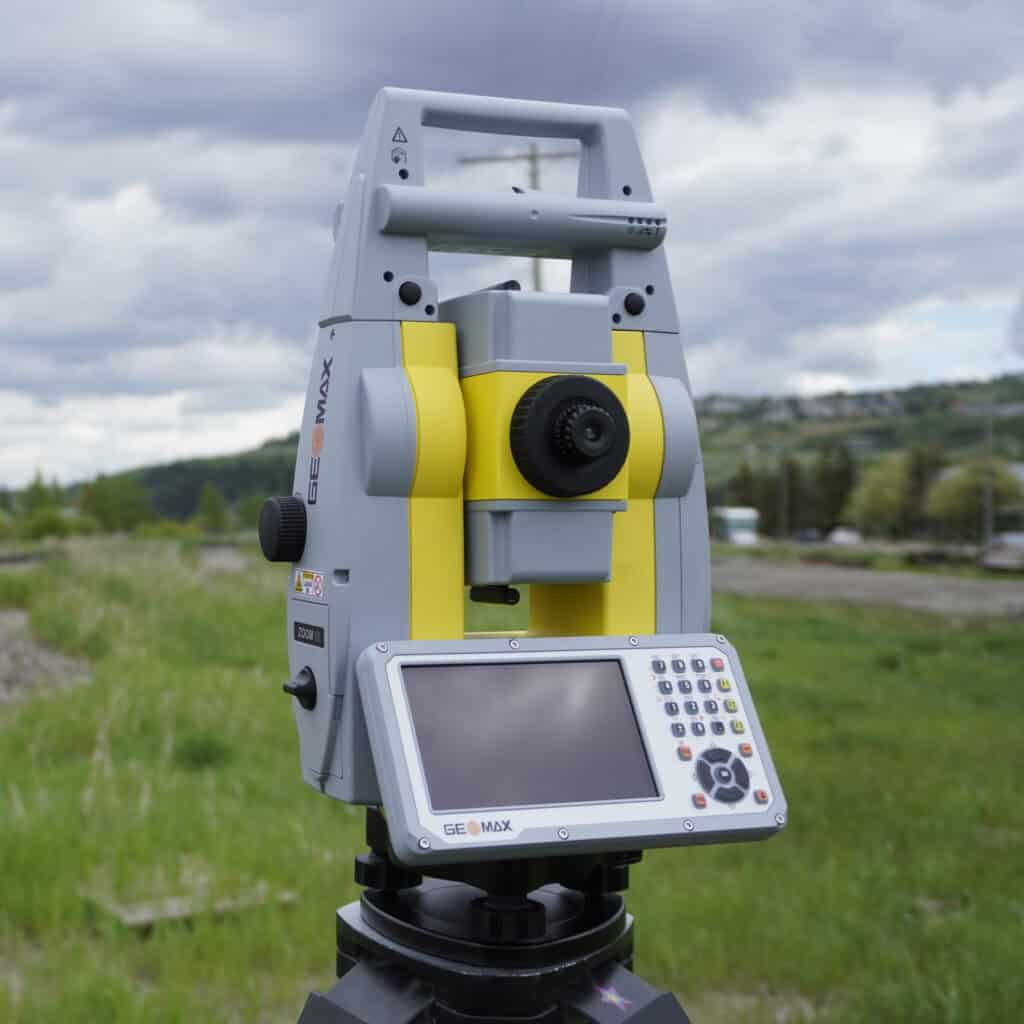 GeoMax robotic total station on tripod for construction and topographic surveying